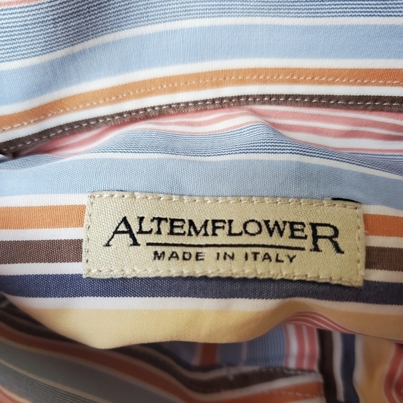 Altemflower Shirt Mens L 16.5 42 Colorful Striped Button Down Long Sleeve Pocket - Picture 4 of 16